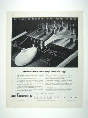 Fairchild Engine Fan Print Ad Vintage 1944 Warbirds Hatch Range WWII Era